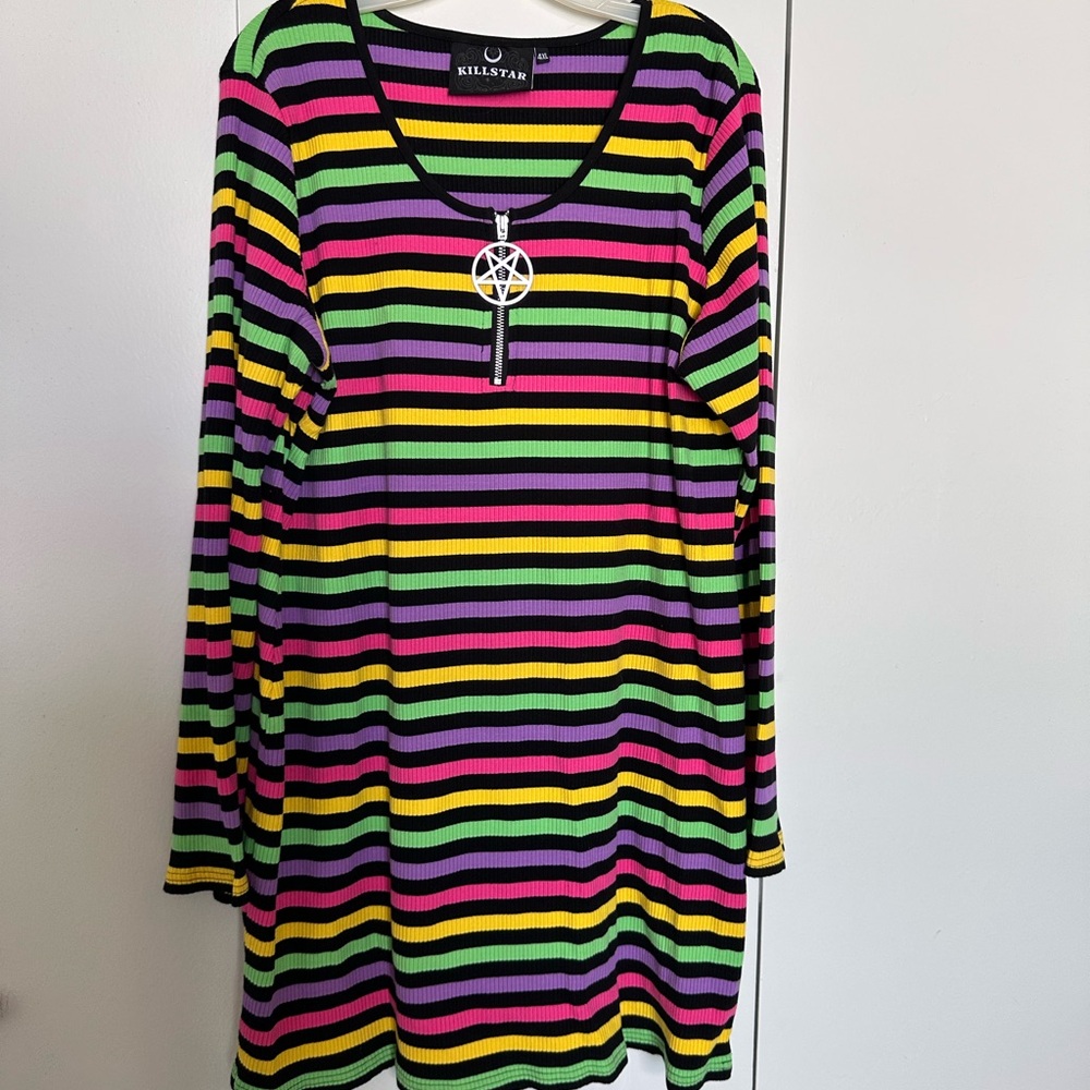 Killstar Multicolor Rainbow Warrior Striped Dress Size 4XL